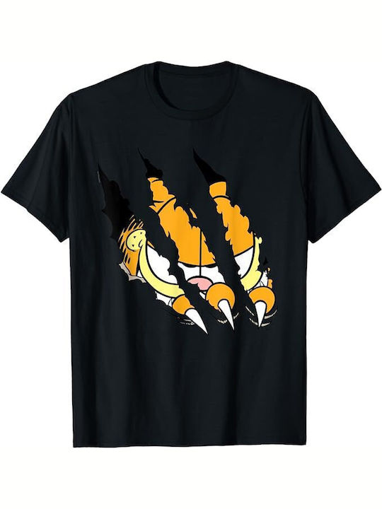 Pegasus T-shirt Garfield Cat Rip σε Μαύρο χρώμα