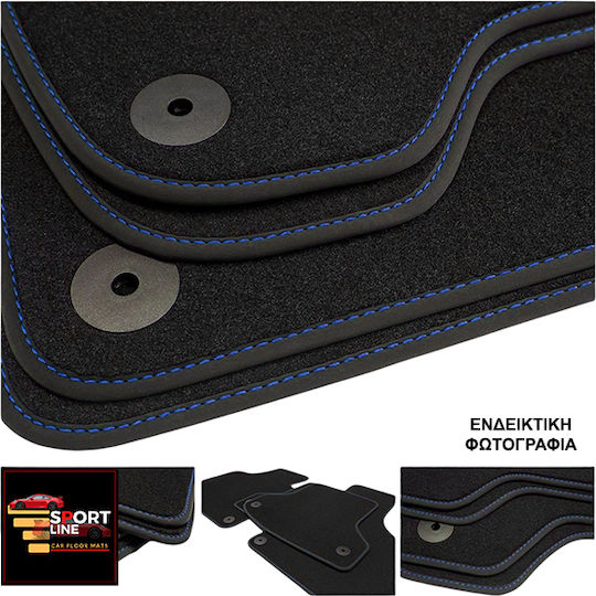 Toyota Starlet 1996-1999 Πατακια Μοκετα Sport Line Μαυρο Me Μπλε Ραφη Μπλε Κεντημα Toyota Σετ 4τμχ