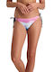 Ocean Print Bikini Slip με Κορδονάκια Ροζ