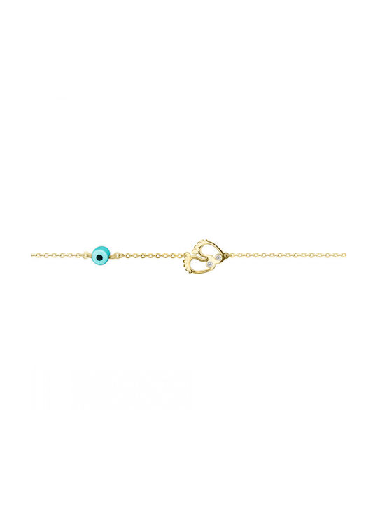 Chrilia Kids Gold Bracelet 14K with Evil Eye for Girl