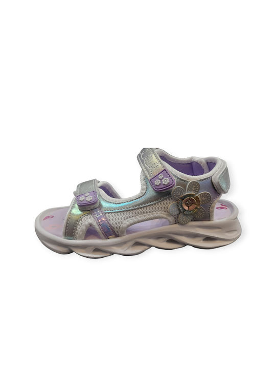 Sandalen für Mädchen im sportlichen Stil lila Farbe mit verstellbarem Klettverschluss