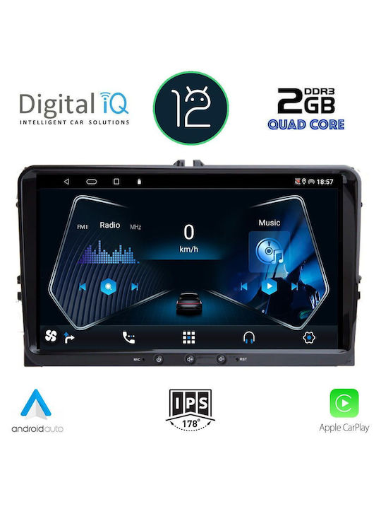 Digital IQ Car Audio System for Seat Altea / Leon / Toledo Skoda Fabia / Rapid / Roomster / Superb / Yeti Volkswagen Amarok / Beetle / Caddy 2004-2014 with Clima (Bluetooth/WiFi/GPS/Apple-Carplay) with Touch Screen 9"