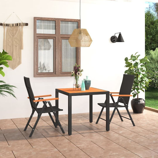 Garten- und Outdoor-Möbelsets für kleinen Raum 3 Stück Schwarz