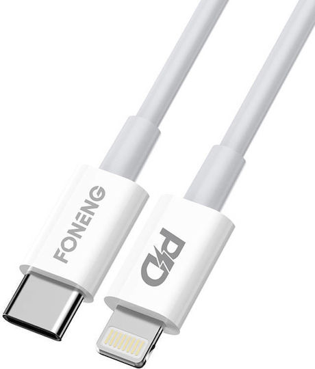 Foneng X31 USB-C to Lightning Cable Λευκό 2m (045616)