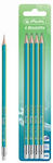 Herlitz Pencil HB Set with Eraser Light Blue 4pcs