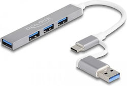 DeLock USB Hub 4 Ports (USB-A / USB-C) 64214