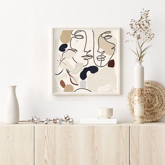 Walls Floral Faces Κάδρο Ξύλινο 90x90cm