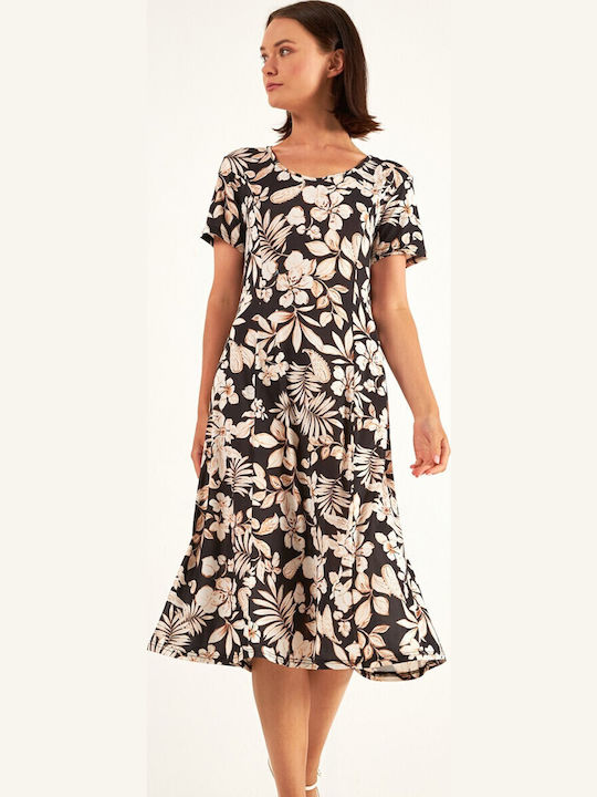 Sommer Midi Damenkleid Schwarz