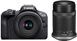 Canon EOS R100 Mirrorless Camera Crop Frame Kit (RF-S 18-45mm f/4.5-6.3 IS STM + RF-S 55-210mm f/5-7.1 IS STM) Black