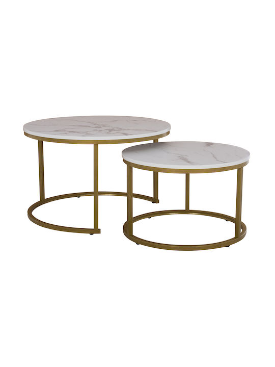 Set Zigon Rotund Din Lemn Auriu / Alb 2 Buc M80...