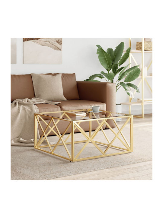 Square Central Glass Coffee Table Gold M80xP80x...