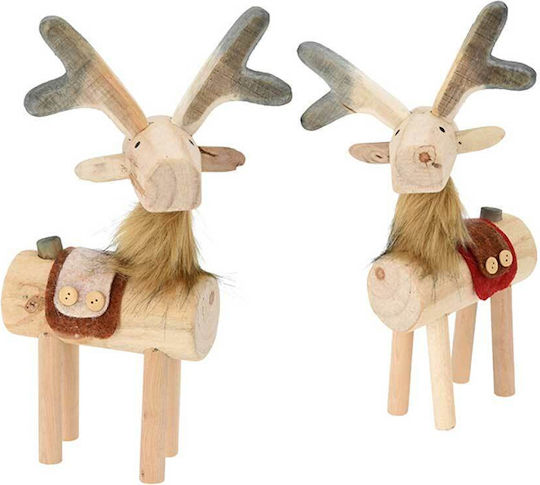 Weihnachtliche Holz Figur Rentier Beige Höhe 37cm