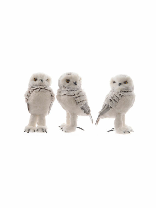 BigBuy Christmas Plastic Figure Owl White Height 21cm