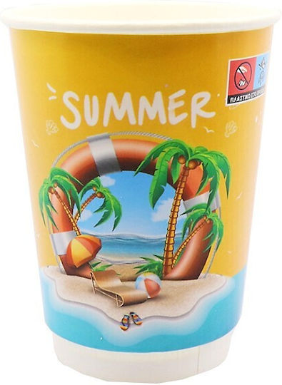 Summer Pahar de unică folosință Hârtie Perete Dublu Portocaliu 355ml 25buc