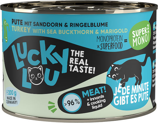 Lucky Lou SuperMono Υγρή Τροφή για Ενήλικες Γάτες σε Κονσέρβα με Γαλοπούλα χωρίς Σιτηρά 200gr