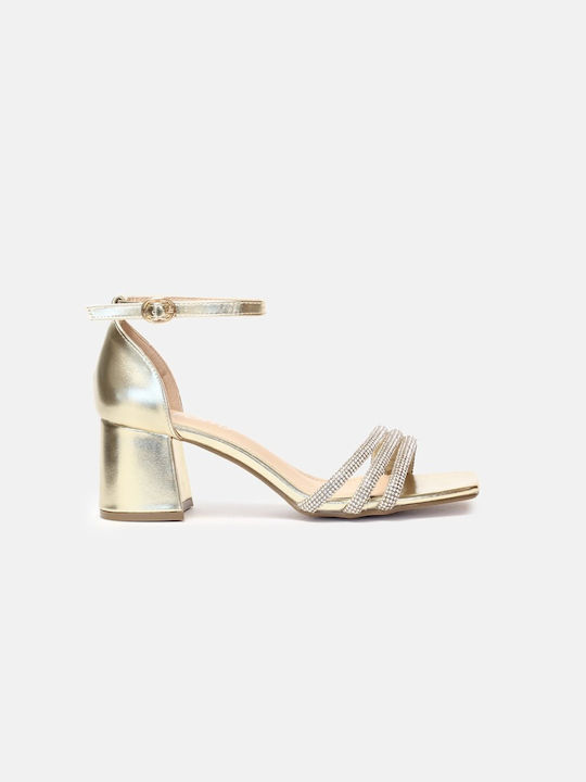 InShoes Women's Sandals with Strass & Ankle Strap Gold