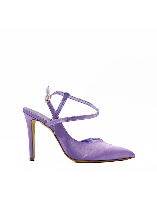 Noboo Pointed Toe Purple Heels with Strap