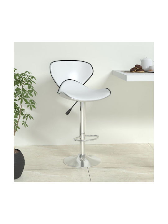 Stools Bar Collapsible with Backrest Upholstered with Faux Leather White 1pcs 45.5x45x101cm