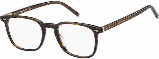 Tommy Hilfiger Plastic Eyeglass Frame Brown Tortoise TH1814 086