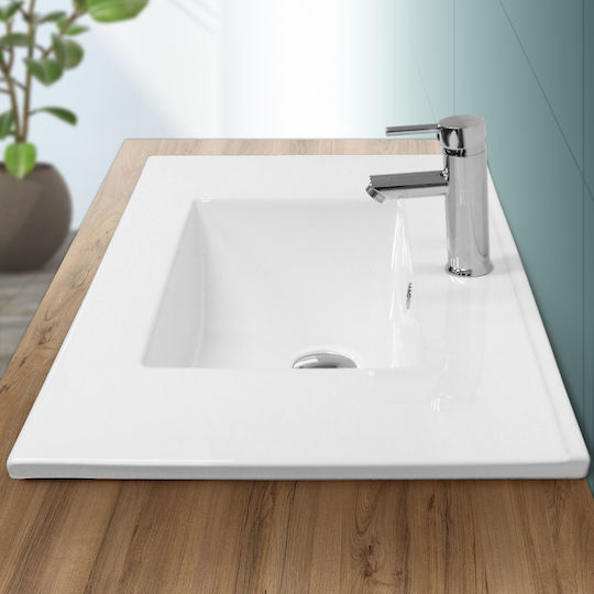 ECD Germany Aufgesetztes Waschbecken Keramik 81x46.5x17.5cm Weiß