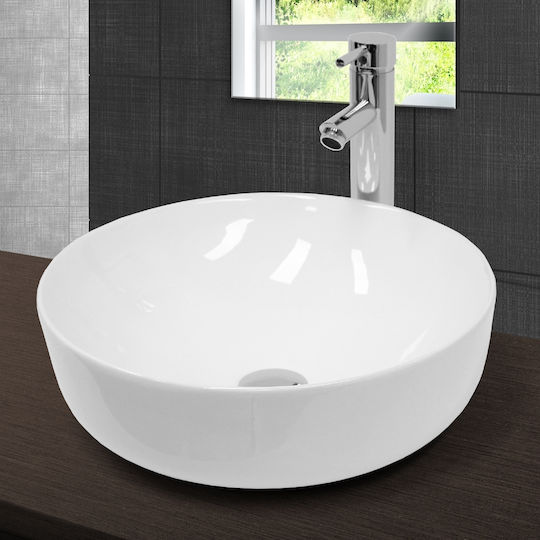ECD Germany Aufgesetztes Waschbecken Keramik 40x40x13.5cm Weiß