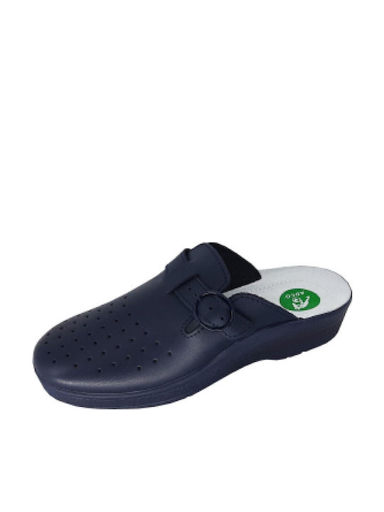 Adco Damen Leder Holzschuhe Schwarz