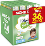 Babylino Tape Diapers Cotton Soft Sensitive No. 7 for 15+ kgkg 144pcs
