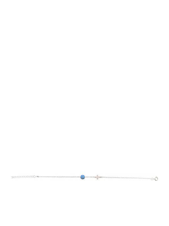 Slevori Women's Bracelet with Cross design made of Silver with Zircon