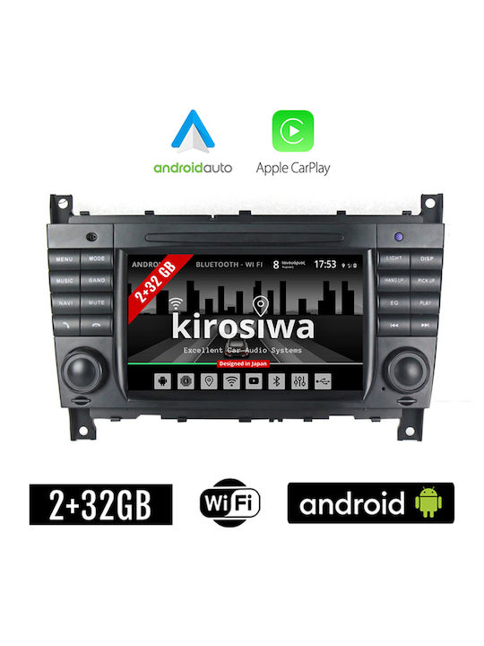 Kirosiwa Car Audio System for Mercedes-Benz C Class / CLC Class 2004-2008 (Bluetooth/USB/WiFi/GPS/Apple-Carplay/Android-Auto) with Touch Screen 7"