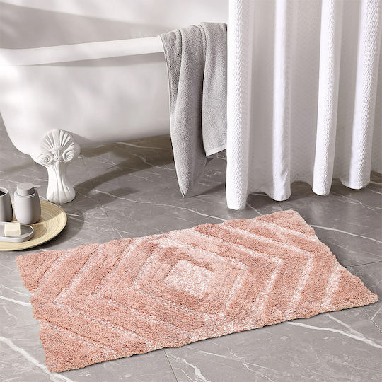Lino Home Неслизащо Бански килим Памук Правоъгълена Vengo 2500000755 Розов 50x80бр