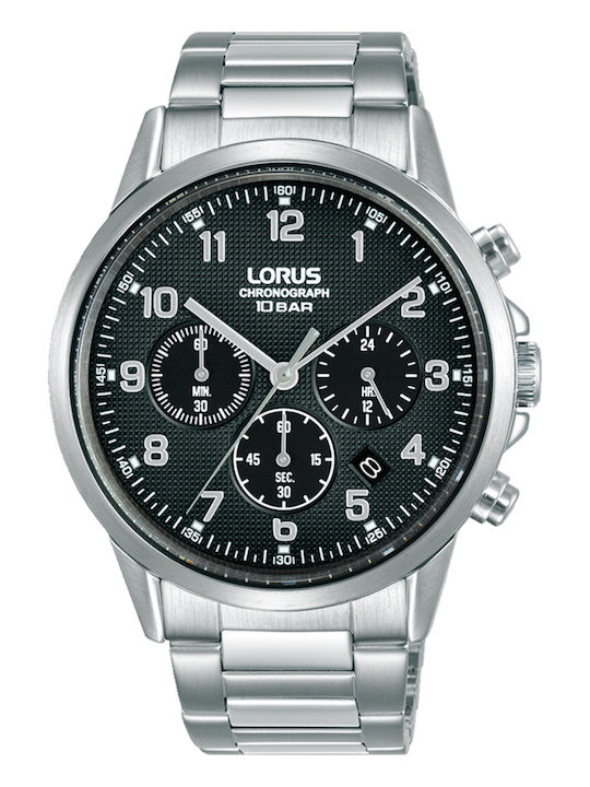 Lorus Ανδρικό Ρολόι 42mm Χρονογράφος Μπαταρίας με Ασημί Μεταλλικό Μπρασελέ