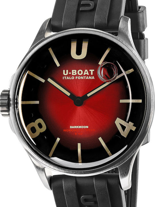U-Boat Ανδρικό Ρολόι 40mm Μπαταρίας με Μαύρο Καουτσούκ Λουράκι