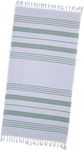 Fouta Prosop de Plajă Verde cu franjuri 180x90cm.