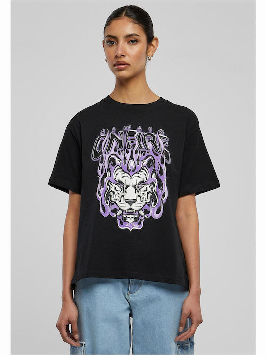 Mister Tee Always On Fire Damen T-Shirt Schwarz