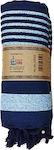Beach Towel Blue with Fringes 180x90cm.