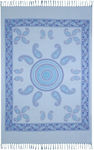 Beach Towel Pareo Blue with Fringes 210x140cm.