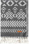 Beach Towel with Fringes Gray 180x100cm