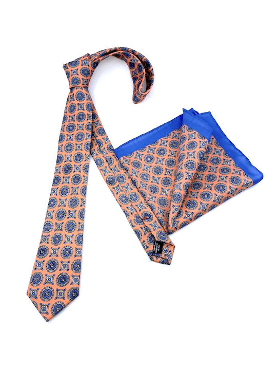 Legend Accessories Herren Krawatten Set Seide Gedruckt in Orange Farbe