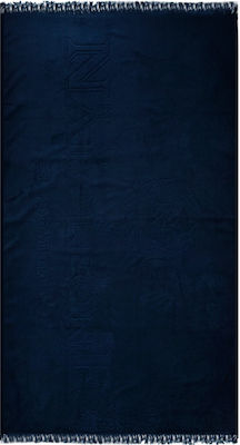 Monte Napoleone Beach Towel Blue with Fringes 190x90cm.