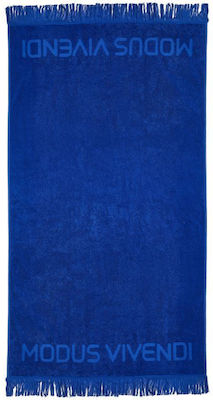 Modus Vivendi Beach Towel Cotton Blue with Fringes 180x100cm.