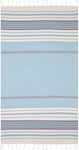 Aquablue Strandtuch Baumwolle Hellblau mit Fransen 180x90cm.