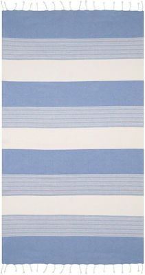 Aquablue Beach Towel Cotton Blue with Fringes 180x90cm.