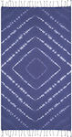 Aquablue Beach Towel Cotton Blue with Fringes 180x90cm.