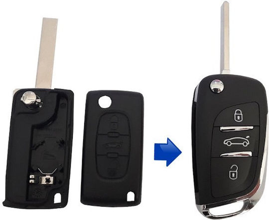 Foldable Car Key Shell with Blade with 3 Buttons for Citroen