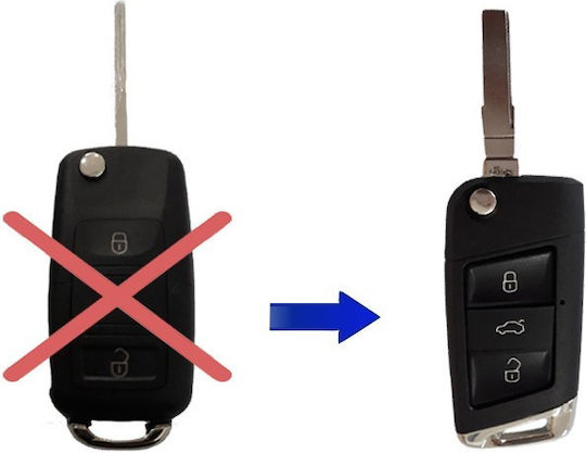 Volkswagen Foldable Car Key Shell with Blade with 3 Buttons for Seat / Skoda / VW