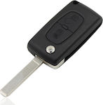 Foldable Car Key Shell with Blade with 2 Buttons for Peugeot