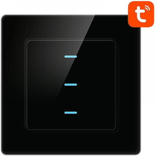 Avatto Recessed Wall Switch Wi-Fi Lighting Triple with Frame Black