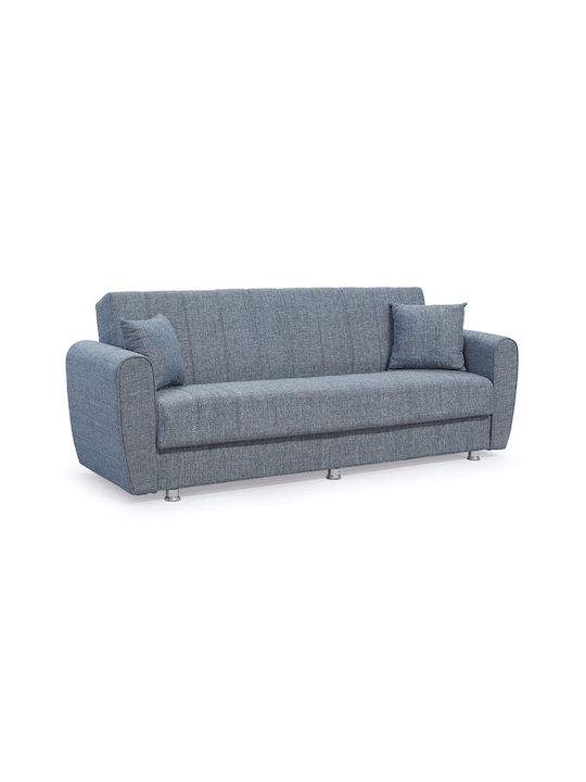 Devoted Three-Seater Fabric Sofa Bed with Storage Space Gray 210x75cm