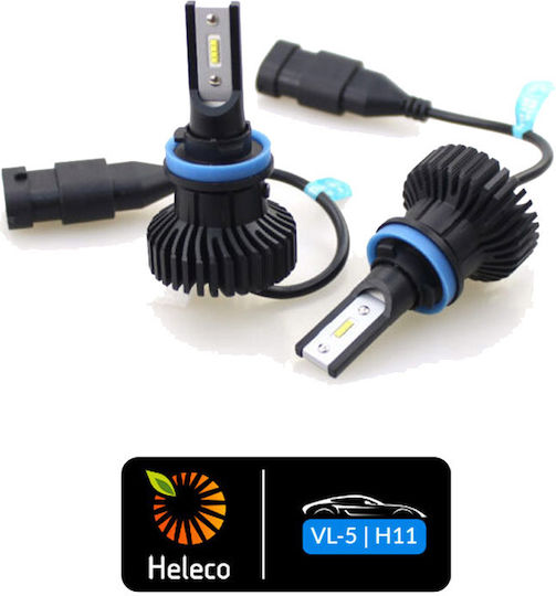 Heleco Λάμπες Αυτοκινήτου H11 / H8 / H9 LED 6500K Ψυχρό Λευκό 12-24V 50W 2τμχ