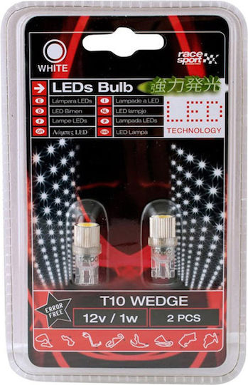 Racesport Λάμπες Αυτοκινήτου T10 / W5W LED Λευκό 12V 1W 2τμχ